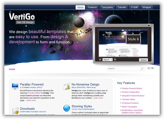RT Vertigo - December 08 Joomla Templates FULL